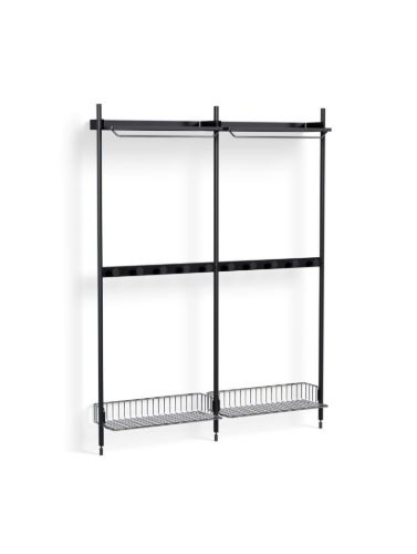 HAY Pier System 1042 2 Columns 162x209 cm - PS Black Steel/Black Anodised Profiles/Chromed Wire Shelf
