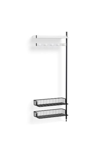 HAY Pier System 1050 Add-On 80x209 cm - PS White Steel/Black Anodised Profiles/Anthracite Wire Shelf