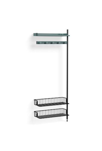 HAY Pier System 1050 Add-On 80x209 cm - PS Blue Steel/Black Anodised Profiles/Anthracite Wire Shelf