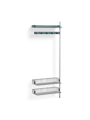 HAY Pier System 1050 Add-On 80x209 cm - PS Blue Steel/Clear Anodised Profiles/Chromed Wire Shelf
