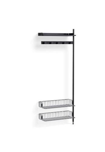 HAY Pier System 1050 Add-On 80x209 cm - PS Black Steel/Black Anodised Profiles/Chromed Wire Shelf