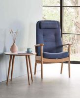 Billede af Farstrup Plus 5920 Lænestol SH: 47 cm - Eg/Støvet Blå - Cura 66160 