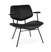 Billede af Vermund Larsen VL135 Cosy Loungestol m. armlæn SH: 40 cm - Sierra Sort/Sort Pulverlak