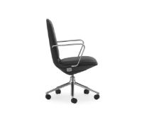 Billede af Normann Copenhagen Off Chair Lav m. Hjul H: 100,8 cm - Aluminium/Ultra Leather Black