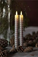 Billede af Sirius Sara Tall Wave 2 stk H: 25 cm Bevægelig flamme - Sølv