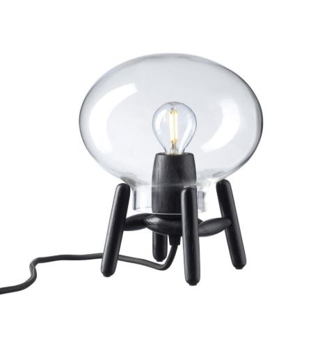 FDB Møbler U6 Hiti Mini Bordlampe H: 22,2 cm - Sort Eg/Klar Glas