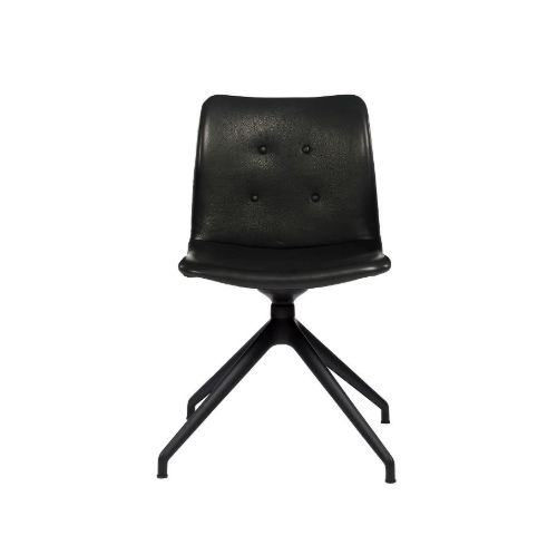 Bent Hansen Primum Dynamic Chair  SH: 46 cm - Black Powder Coated Steel/Zenso 2 Black Leather 207