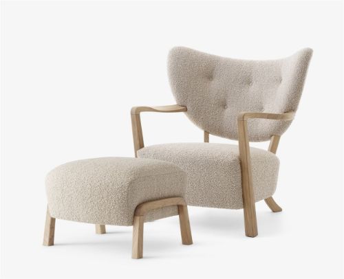 &Tradition Wulff ATD2 Lounge Chair inkl. Pouf SH: 41 cm - Oiled Oak / Karakorum 003