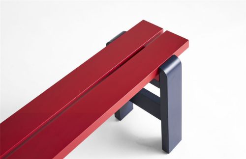 HAY Weekday Bench Duo B: 111 cm - Wine Red Benchtop/Steel Blue Frame
