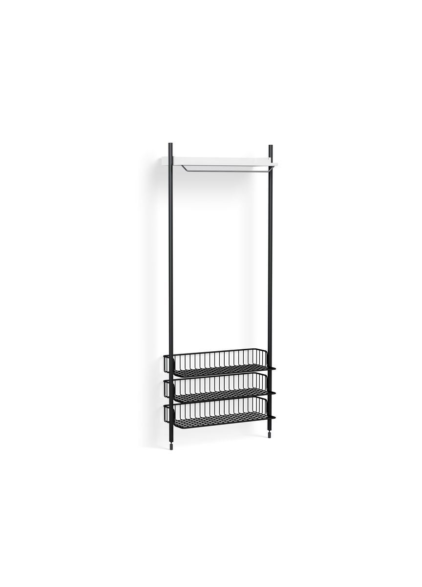 Billede af HAY Pier System 1021 1 Column 82x209 cm - PS White Steel/Black Anodised Profiles/Anthracite Wire Shelf