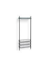 Billede af HAY Pier System 1021 1 Column 82x209 cm - PS Blue Steel/Black Anodised Profiles/Chromed Wire Shelf