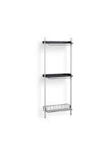 Billede af HAY Pier System 1031 1 Column 82x209 cm - PS Black Steel/Clear Anodised Profiles/Chromed Wire Shelf