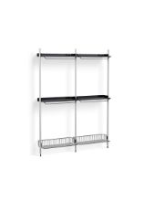 Billede af HAY Pier System 1032 2 Columns 162x209 cm - PS Black Steel/Clear Anodised Profiles/Chromed Wire Shelf