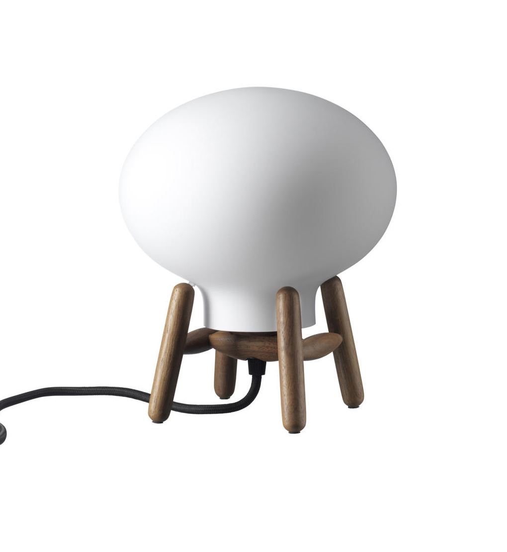 Billede af FDB Møbler U6 Hiti Mini Bordlampe H: 22,2 cm - Valnød/Opal Glas 
