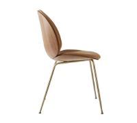 Billede af GUBI Beetle Dining Chair Conic Base SH: 43,5 cm - Antique Brass Base/Walnut Shell/Belsuede