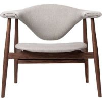 Billede af GUBI Masculo Lounge Chair Fully Upholstered SH: 35 cm - Smoked Oak/Grey