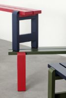 Billede af HAY Weekday Bench Duo B: 111 cm - Wine Red Benchtop/Steel Blue Frame