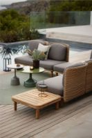 Billede af Cane-line Outdoor Glaze Sofabord Stor Ø: 70 cm - Olive Green/Black