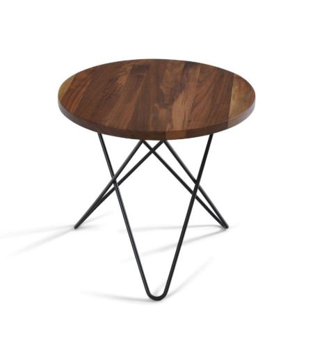 OX Denmarq MINI O Table Ø: 40 cm - Black Powder Coated Steel/Walnut