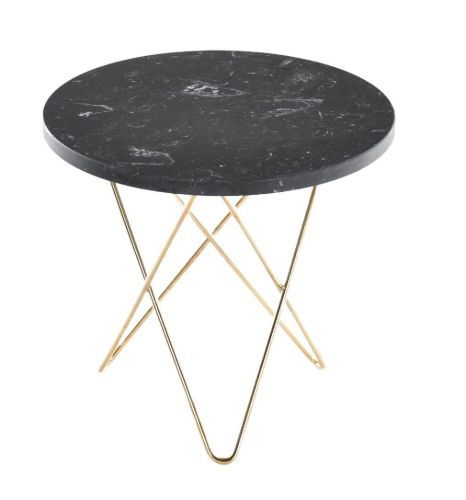 OX Denmarq MINI O Table Ø: 40 cm - Brass/Black Marquina Marble