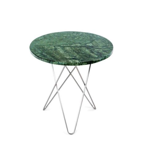 OX Denmarq MINI O Table Ø: 40 cm - Stainless Steel/Green Indio Marble