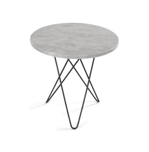 OX Denmarq MINI O Table Tall Ø: 50 cm - Black Powder Coated Steel/White Carrara Marble