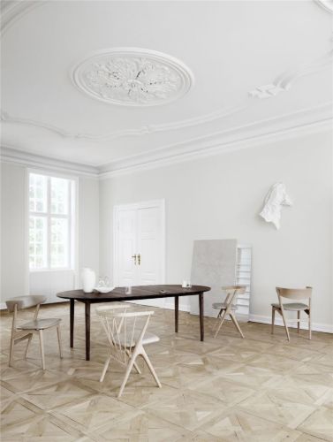 Sibast Furniture No 9 Dining Chair SH: 45 - White Oiled Oak/Aniline Silk Light Grey 0250 - 854
