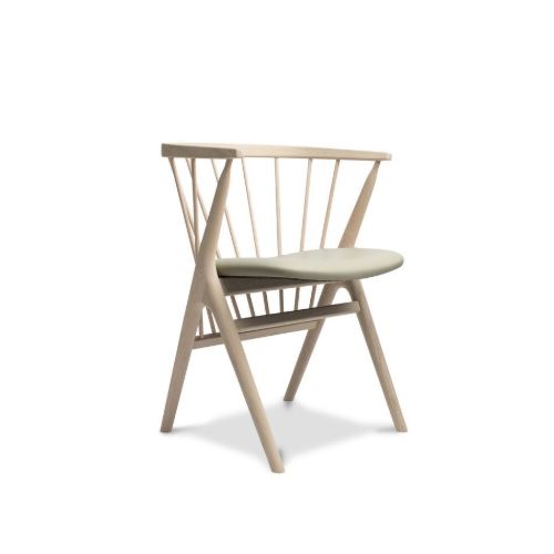 Sibast Furniture No 8 Dining Chair SH: 45 cm - White Oiled Oak/Aniline Silk Light Grey 0250 - 854