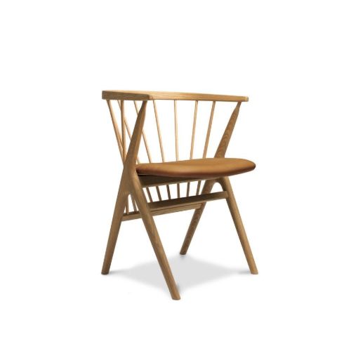 Sibast Furniture No 8 Dining Chair SH: 45 cm - Oiled Oak/Aniline Leather Silk Cognac 0250 - 250