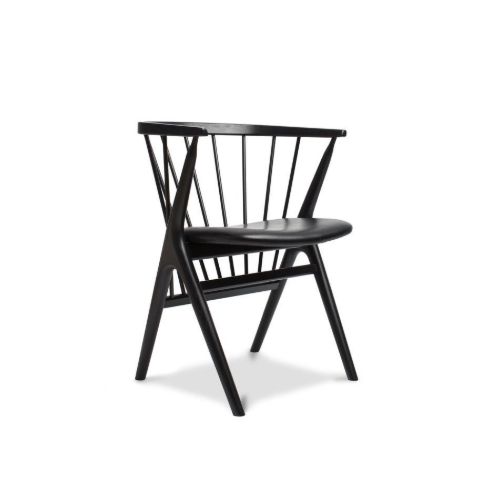Sibast Furniture No 8 Dining Chair SH: 45 cm - Black Oak/Leather Solid Black 40509
