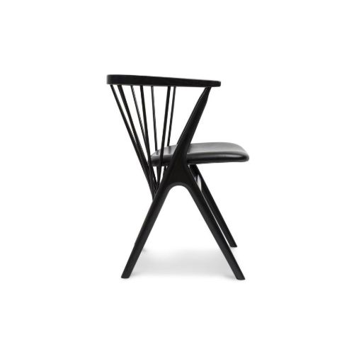 Sibast Furniture No 8 Dining Chair SH: 45 cm - Black Oak/Leather Solid Black 40509