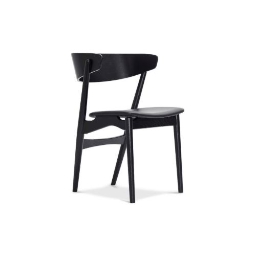 Sibast Furniture No 7 Dining Chair SH: 45 cm - Black Oak/Leather Solid Black 40509