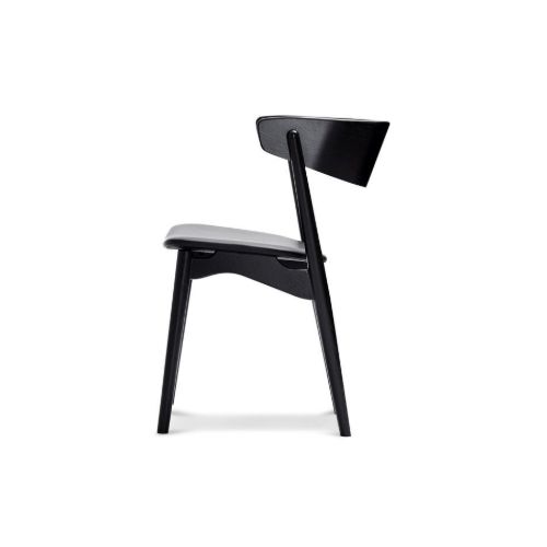 Sibast Furniture No 7 Dining Chair SH: 45 cm - Black Oak/Leather Solid Black 40509