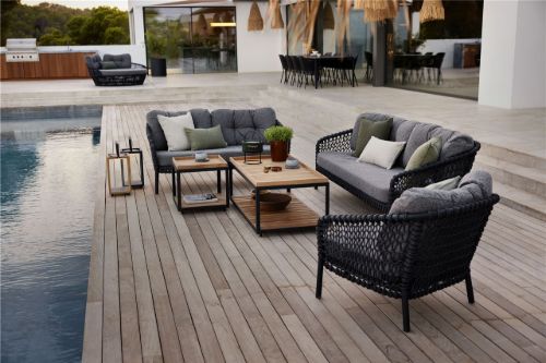 Cane-line Outdoor Ocean Large Loungestol SH: 40 cm Inkl. Hyndesæt - Dark Grey/White Grey