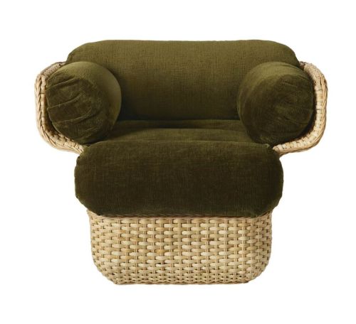 GUBI Basket Lounge Chair SH: 43 cm - Rattan/Mumble 40