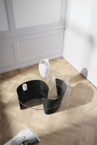 Sibast Furniture No 7 Loungebord Ø: 90 cm - Sort Eg/Glas