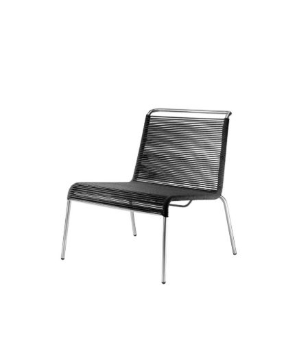 FDB Møbler M20L Teglgård Lounge Snorestol 72x66x64 cm - Rustfrit Stål/Sort