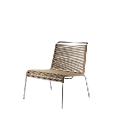 FDB Møbler M20L Teglgård Lounge Snorestol 72x66x64 cm - Rustfrit Stål/Brun Meleret