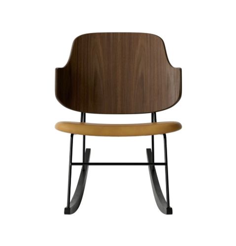 Audo Copenhagen The Penguin Rocking Chair SH: 42 cm - Walnut/Leather Cognac
