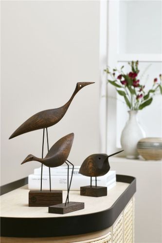 Warm Nordic Beak Bird Tall Heron 19x36 cm - Røget Eg