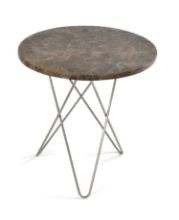 Billede af OX Denmarq MINI O Table Ø: 40 cm - Stainless Steel/Brown Emperador Marble