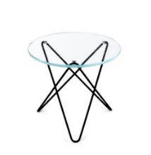 Billede af OX Denmarq MINI O Table Tall Ø: 50 cm - Black Powder Coated Steel/Clear Glass