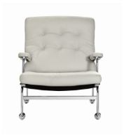 Billede af DUX Karin Lænestol SH: 41 cm - Hvid/Læder