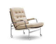 Billede af DUX Karin Lænestol SH: 41 cm - Perle/Læder