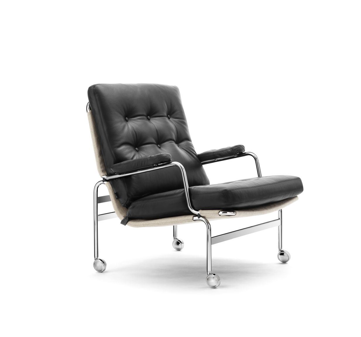 Billede af DUX Karin Lænestol SH: 41 cm - Sort/Læder