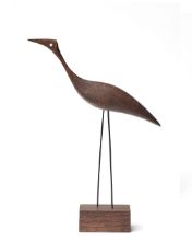 Billede af Warm Nordic Beak Bird Tall Heron 19x36 cm - Røget Eg