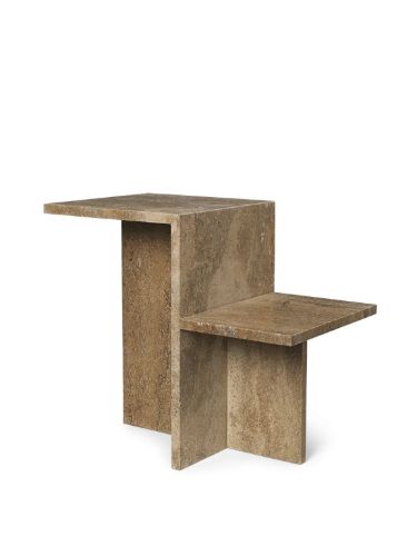 Ferm Living Distinct Side Table 50x35 cm - Dark Brown Travertine