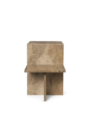Ferm Living Distinct Side Table 50x35 cm - Dark Brown Travertine