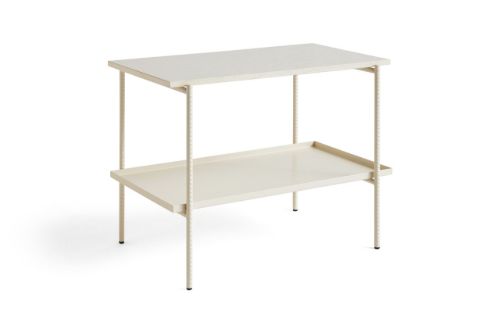 HAY Rebar Side Table 75x44 cm - Alabaster Powder Coated Steel/Beige Marmor