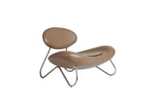 Billede af Woud Meadow Lounge Chair SH: 37 cm - Envy Leather Nougat/Chrome